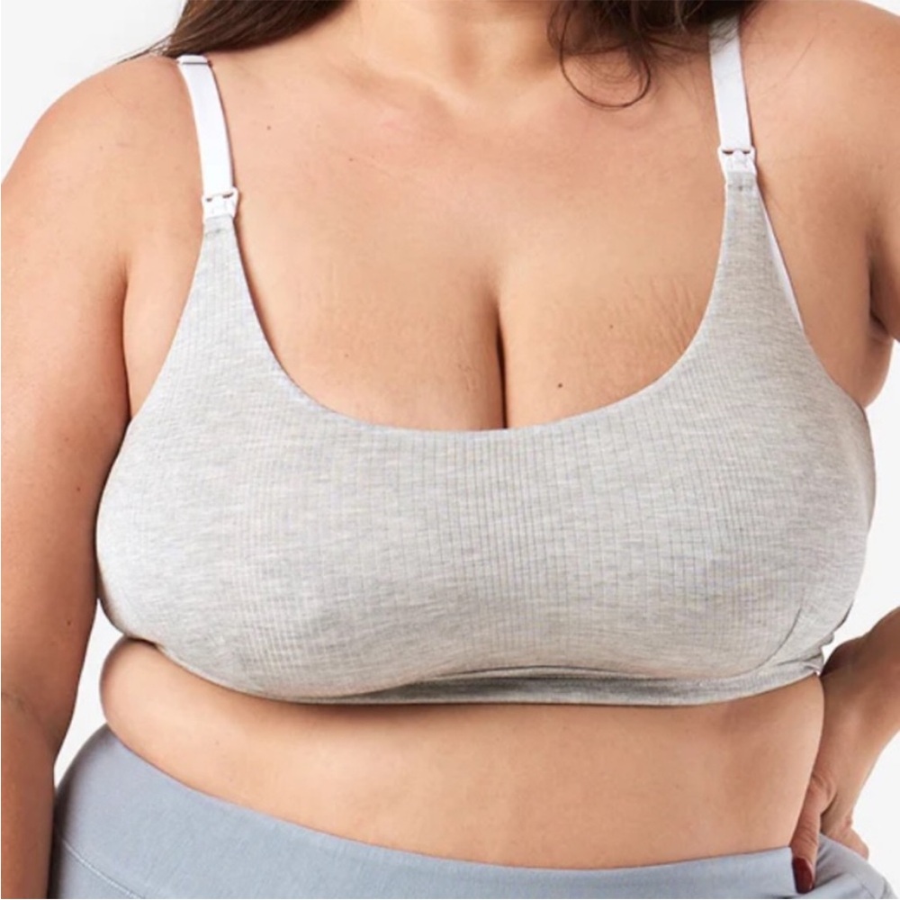 Bodily The Everything Bra Soft Maternity Nursing Grey Marl Size Large